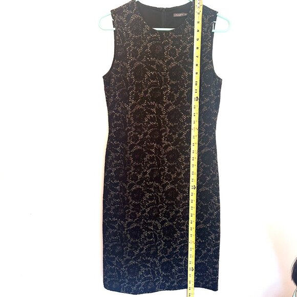 J. McLaughlin black & gold metallic, lace inspired, sleeveless midi sheath dress - Picture 8 of 8